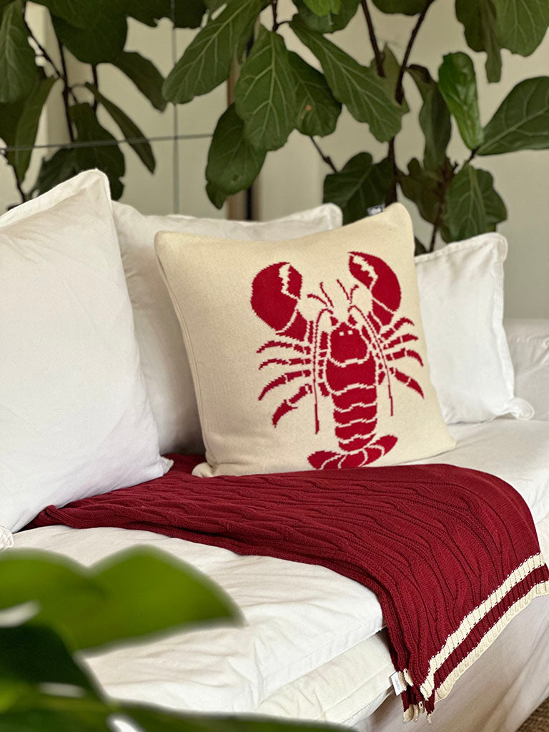 FUNDA DE COJÍN LOBSTER EN ALGODÓN <BR> 50 X 50 CMS