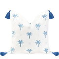 COJIN BORDADO PALMERAS CELESTE