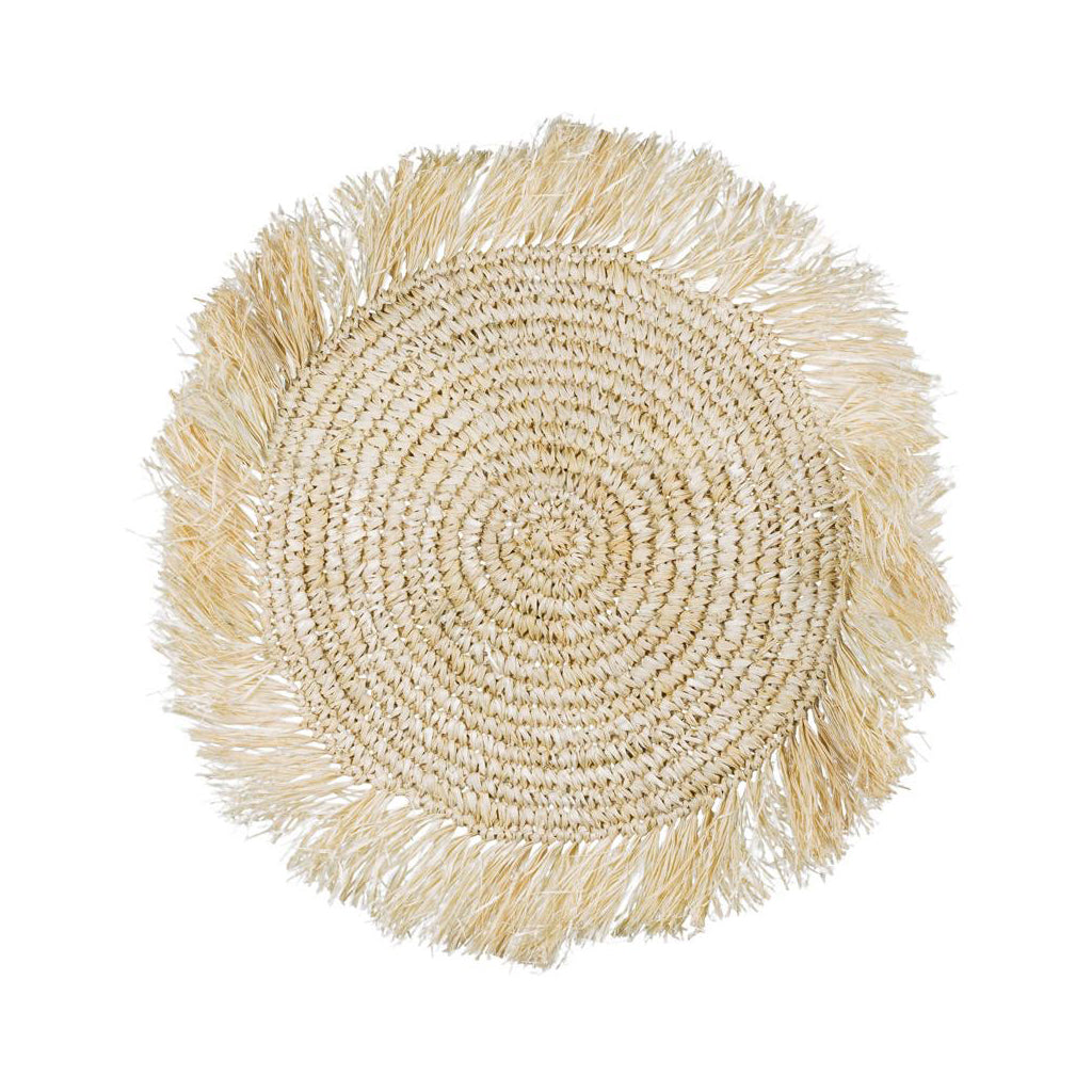 INDIVIDUAL SISAL CON FLECOS NATURAL<BR> 40 CMS DIAM.