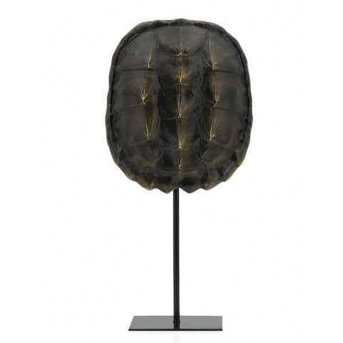 ESCULTURA CAPARAZÓN DE TORTUGA NEGRO EN RESINA <BR>20 X 10 X 40 CMS