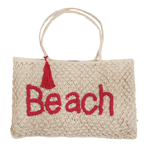 BOLSO RAFFIA TEJIDO TOSTADO <BR>50 X 28 CMS