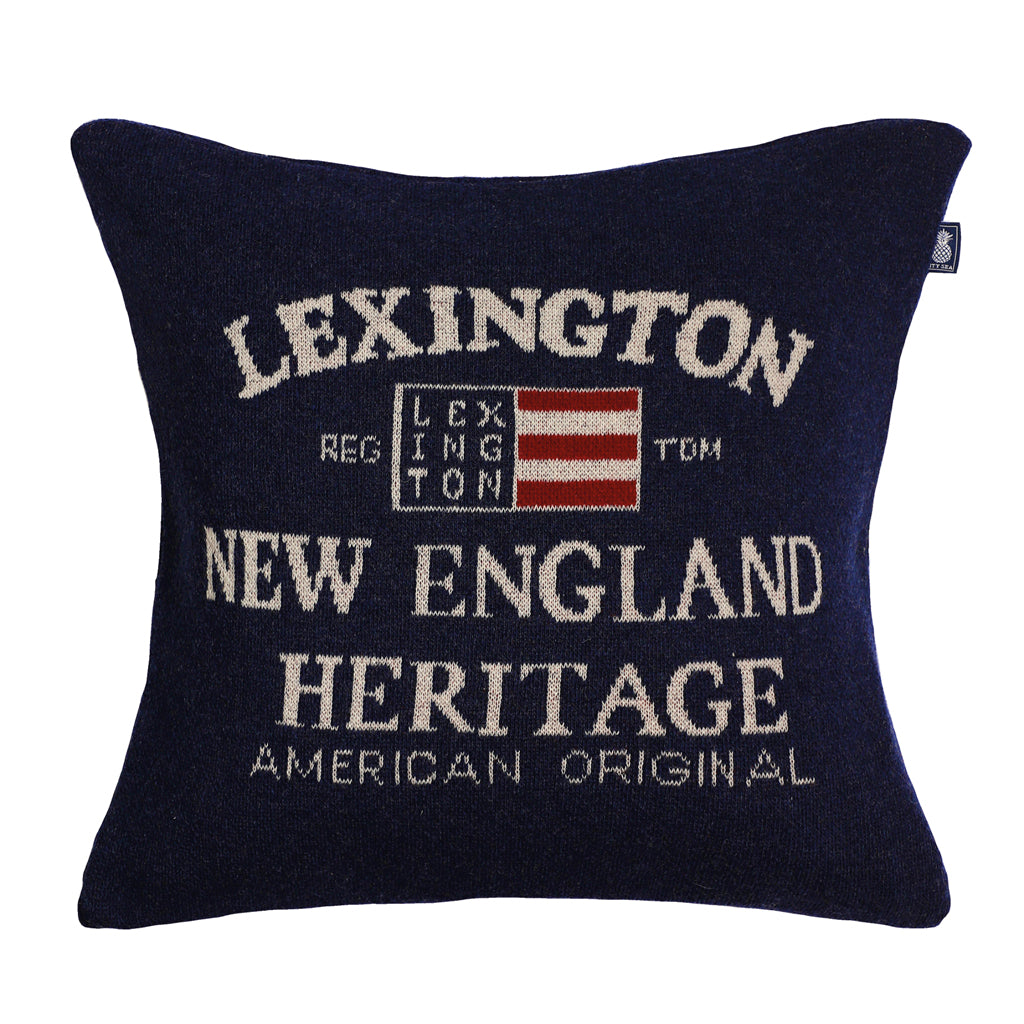 FUNDA COJÍN  LEXINGTON EN LANA AZUL <BR> 50 X 50 CMS