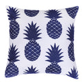 COJÍN PIÑAS EN LINO ESTAMPADO AZUL <BR> 45 X 45 CMS
