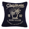 FUNDA DE COJÍN SURF CLUB EN ALGODÓN AZUL<BR> 50 X 50 CMS