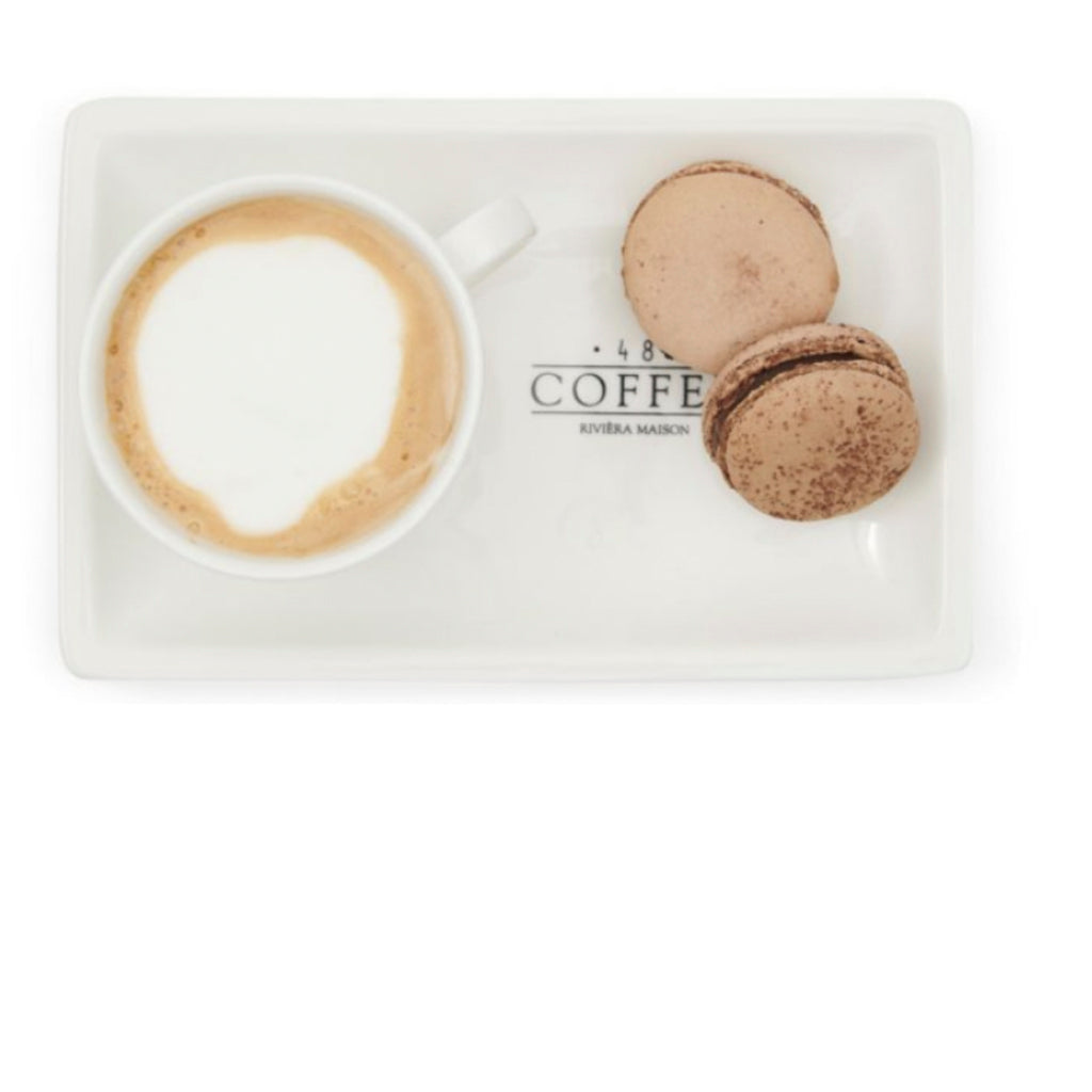 SET DE TAZA CAFÉ CON PLATO, CERÁMICA BLANCA<BR> 13 X 20 X 9 CMS